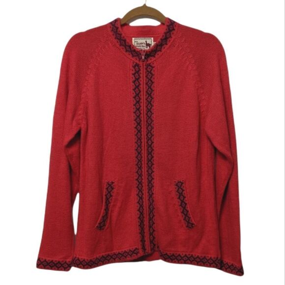 ALPACA CONNECTION 100% Alpaca Knit Zip Front Cardigan Sweater M - Picture 2 of 8